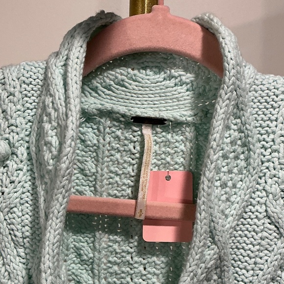 Free People Mint Cable Knit Tie-Front Crop Top - Picture 6 of 6